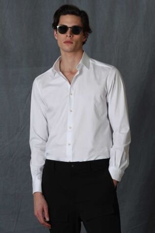 Lufian Erkek Aler Smart Comfort Fit Gömlek 111010560 Beyaz - 1