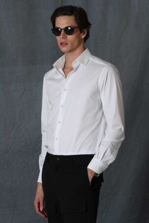Lufian Erkek Aler Smart Comfort Fit Gömlek 111010560 Beyaz - 4
