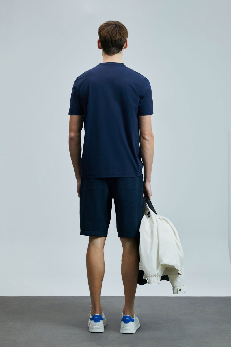 Lufian Erkek Aler Spor Slim Fit Chino Şort 111210079 Lacivert - 4