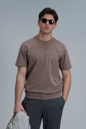 Lufian Erkek Antony Modern Grafik T-Shirt 111020204 Camel 