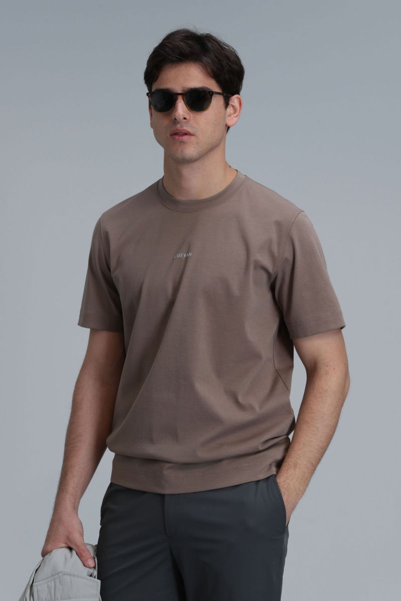 Lufian Erkek Antony Modern Grafik T-Shirt 111020204 Camel - 3