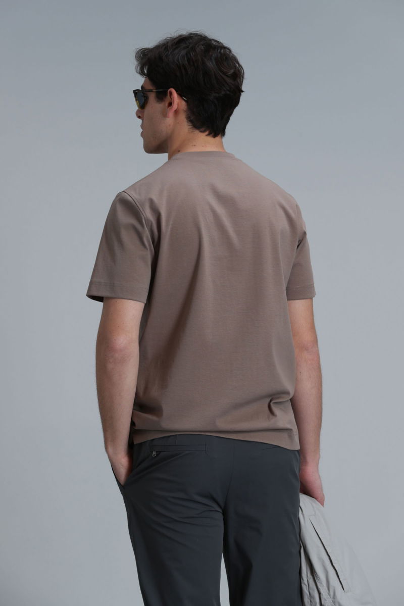 Lufian Erkek Antony Modern Grafik T-Shirt 111020204 Camel - 4