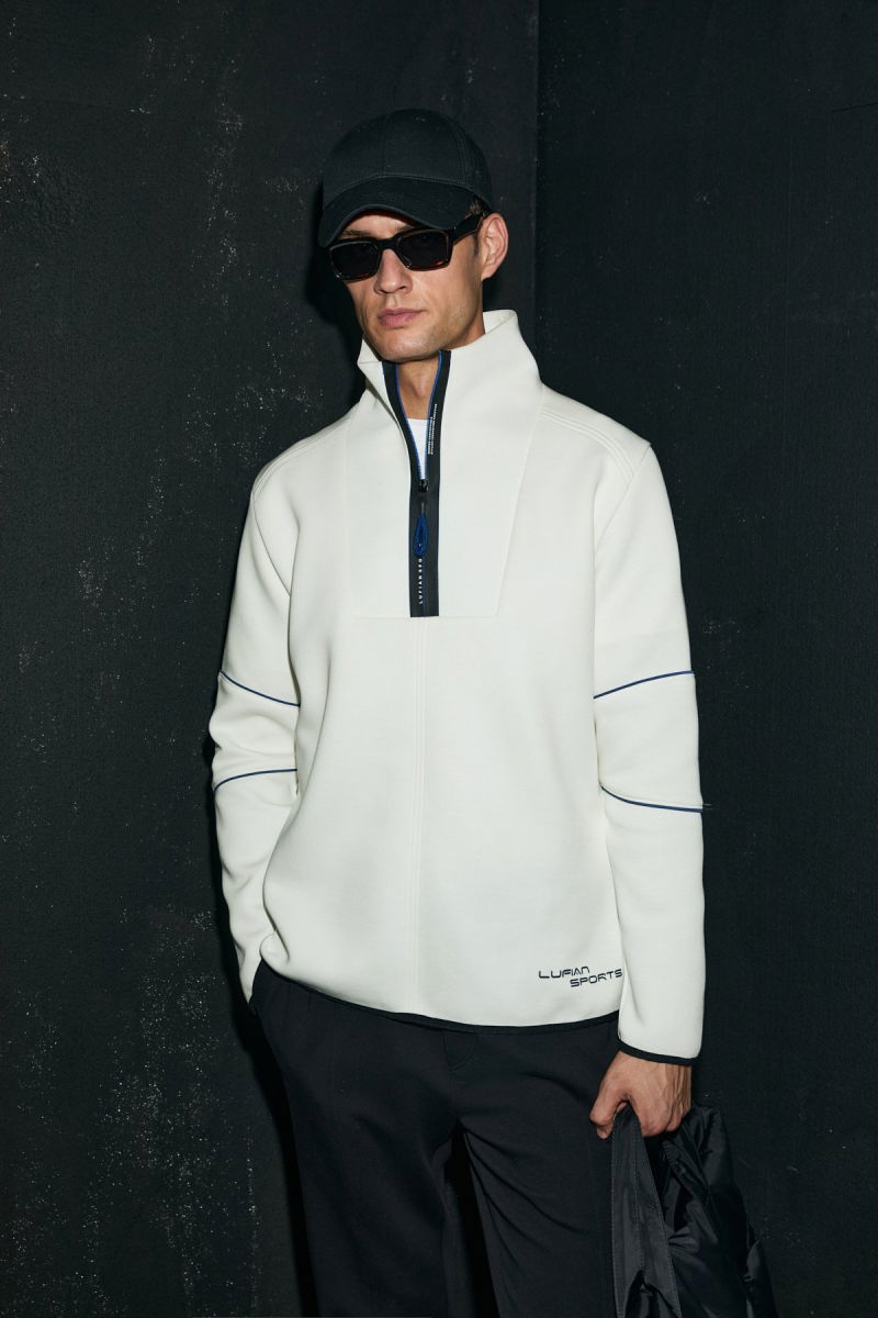 Lufian Erkek Art Sweatshirt 112030191 Kırık Beyaz - Lufian