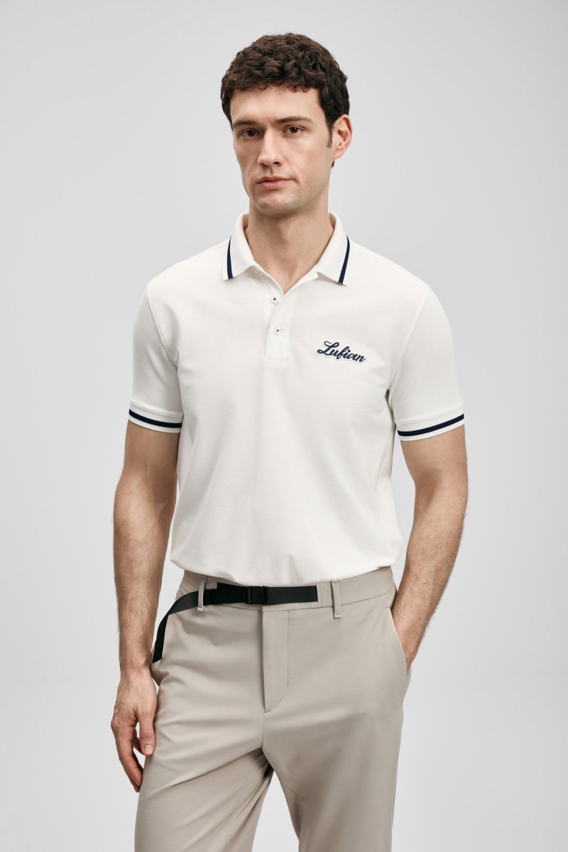 Lufian Erkek Artos Smart Polo T-Shirt 111040249 Kırık Beyaz - Lufian