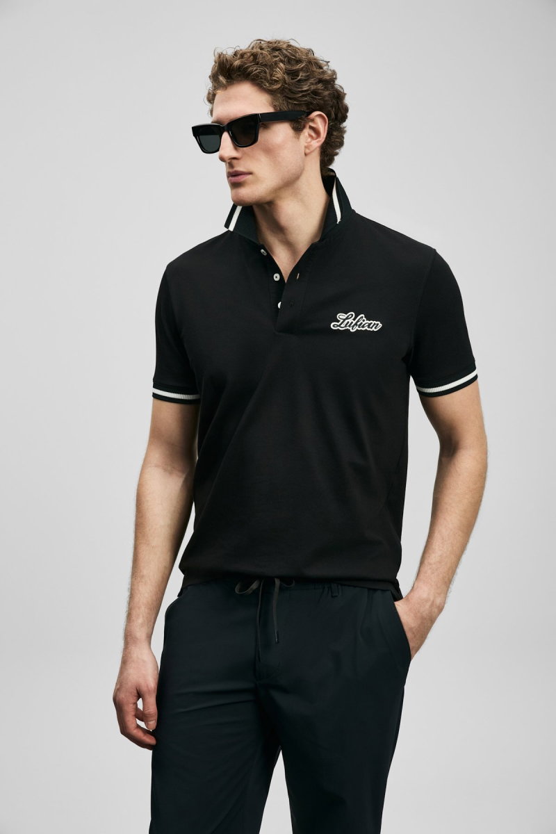 Lufian Erkek Artos Smart Polo T-Shirt 111040249 Siyah - Lufian
