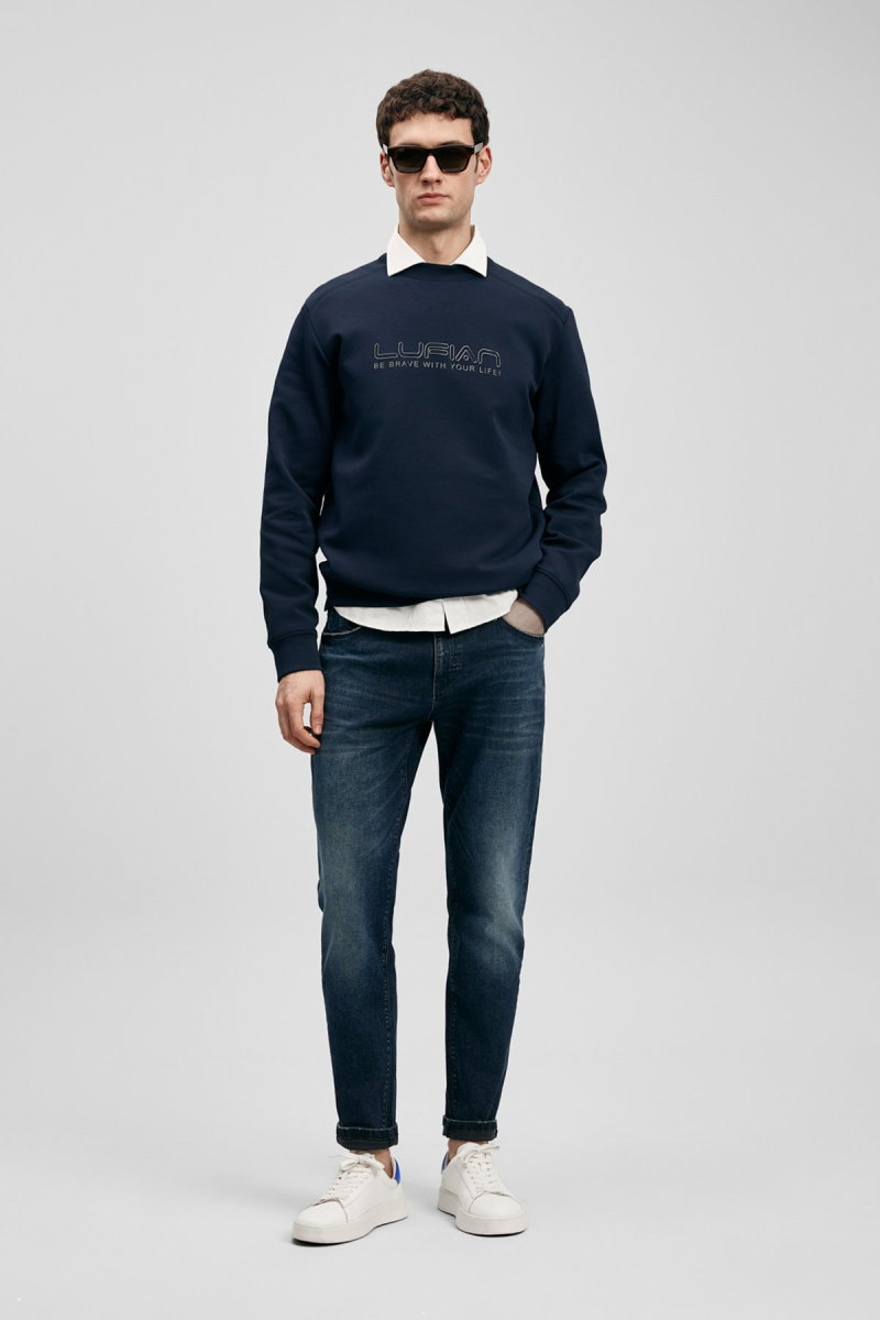 Lufian Erkek Benedıc Smart Slim Fit Jean Pantolon 111200222 Koyu Lacivert - Lufian