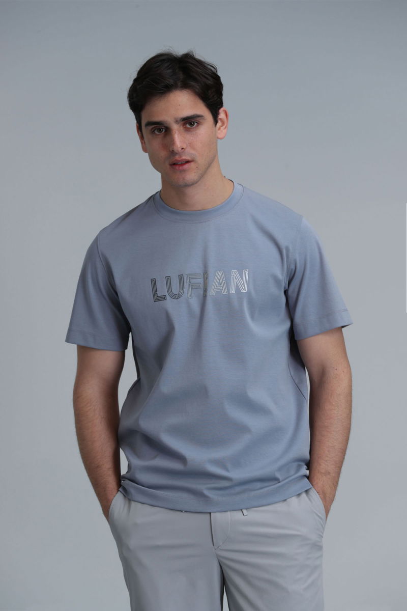 Lufian Erkek Benjamın Modern Grafik T-Shirt 111020197 Mavi - 1