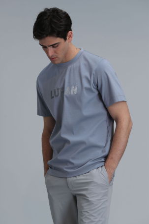 Lufian Erkek Benjamın Modern Grafik T-Shirt 111020197 Mavi - 3