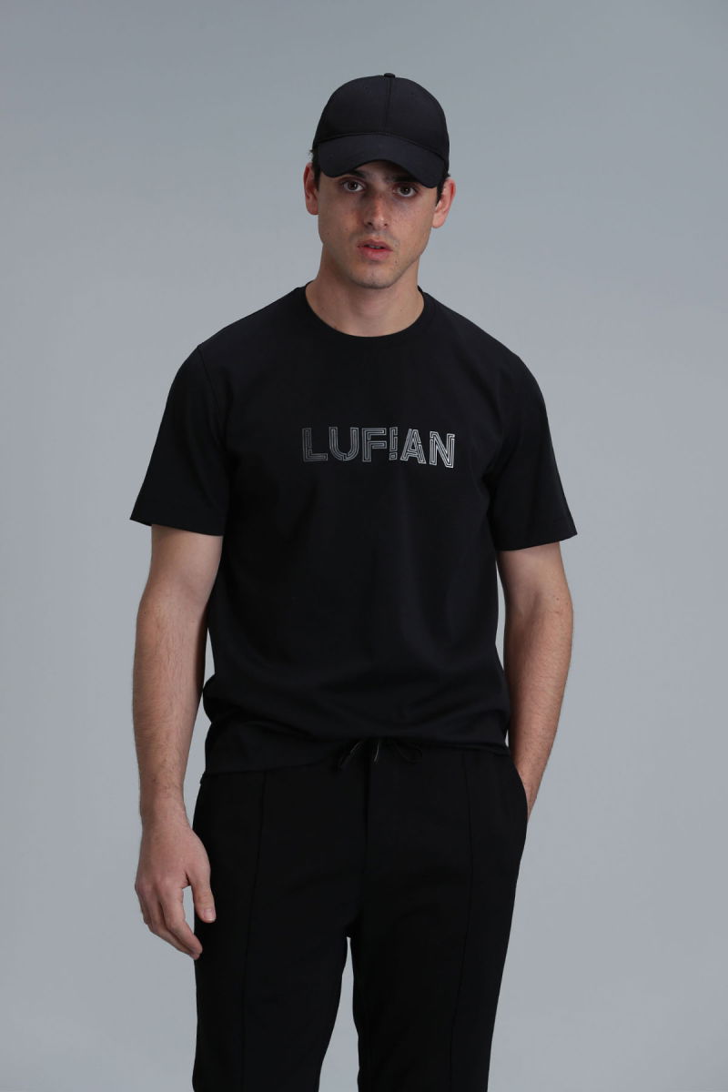 Lufian Erkek Benjamın Modern Grafik T-Shirt 111020197 Siyah - 1