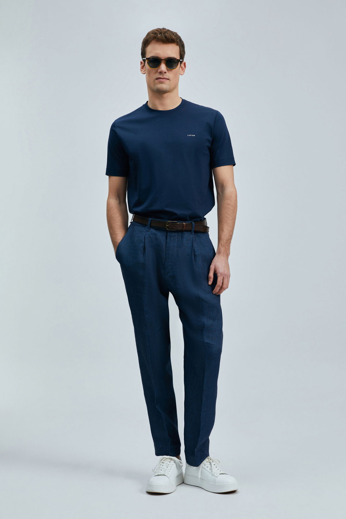 Lufian Erkek Bran Modern Grafik T-Shirt 111020262 Lacivert - 1