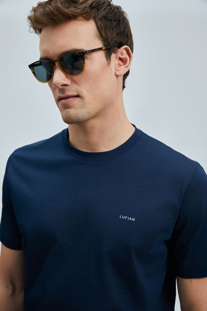 Lufian Erkek Bran Modern Grafik T-Shirt 111020262 Lacivert - 3