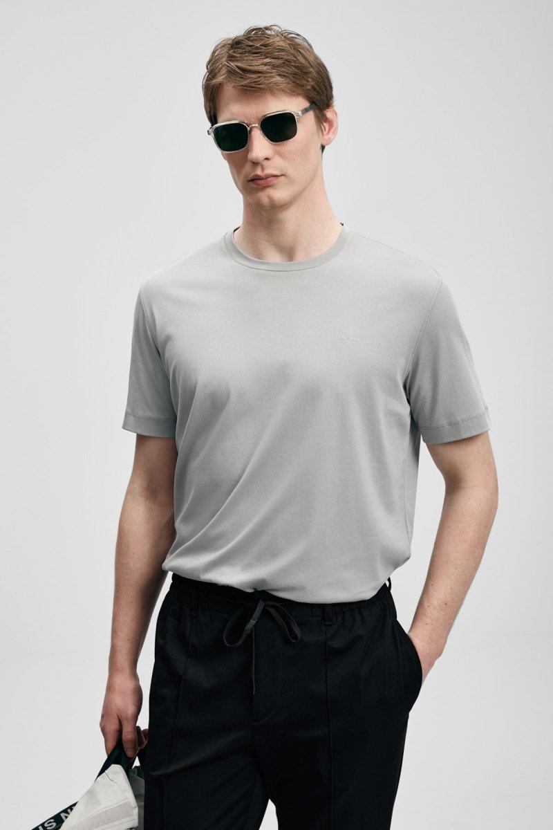 Lufian Erkek Bran Modern Grafik T-Shirt 111020321 Gri - 2