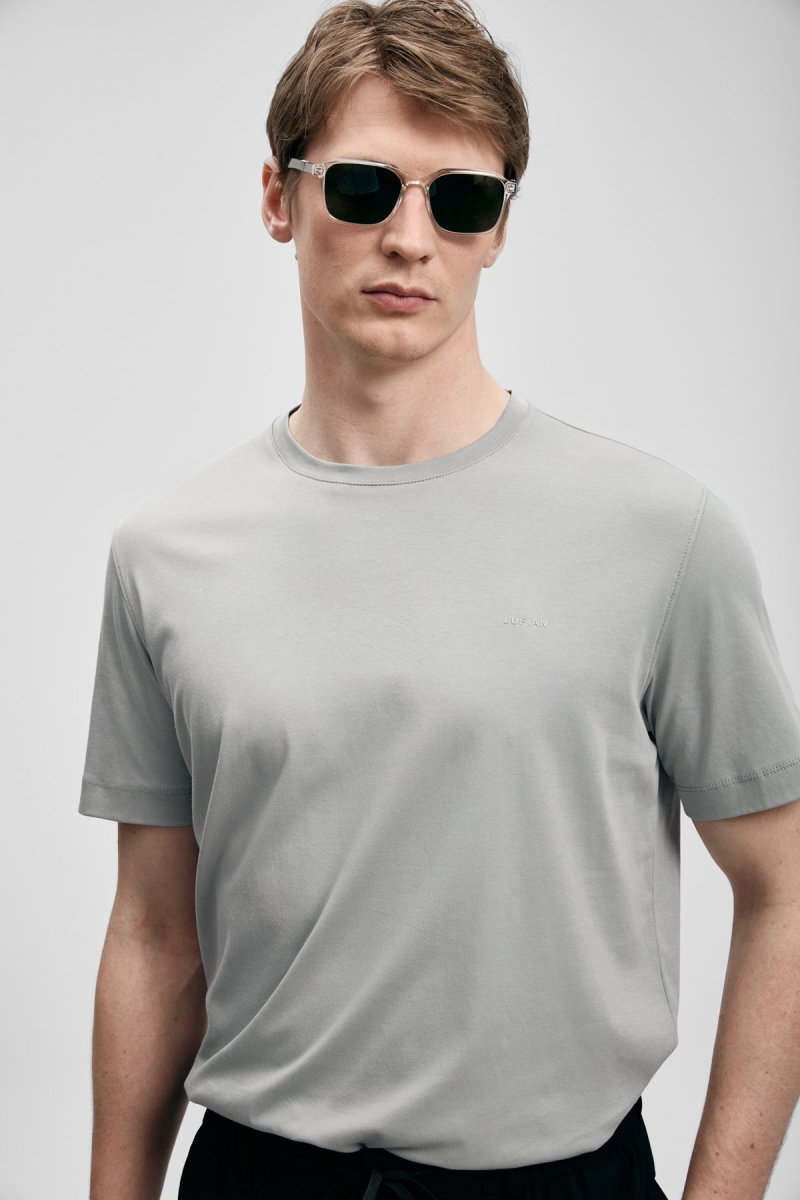 Lufian Erkek Bran Modern Grafik T-Shirt 111020321 Gri - 3
