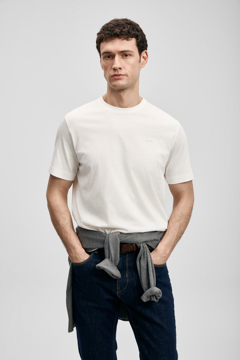 Lufian Erkek Bran Modern Grafik T-Shirt 111020321 Kırık Beyaz - 3