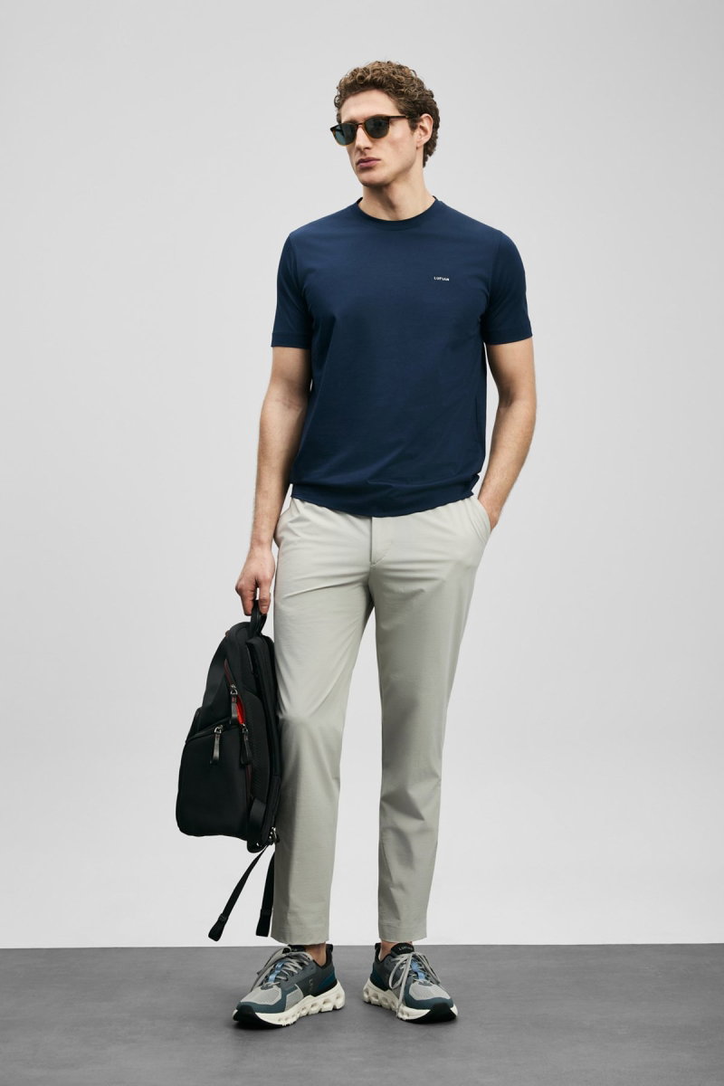 Lufian Erkek Bran Modern Grafik T-Shirt 111020321 Lacivert - 2