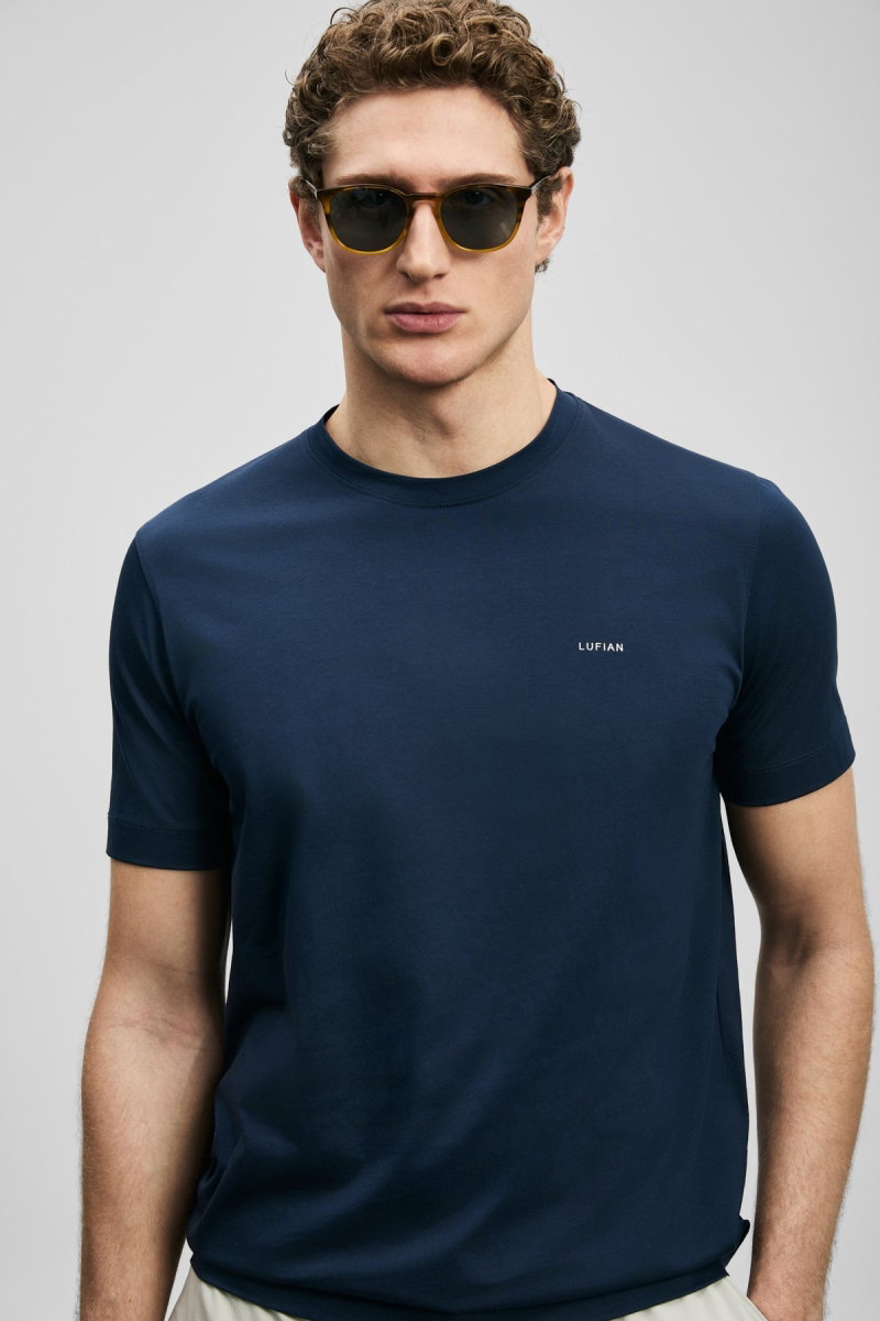Lufian Erkek Bran Modern Grafik T-Shirt 111020321 Lacivert - 3