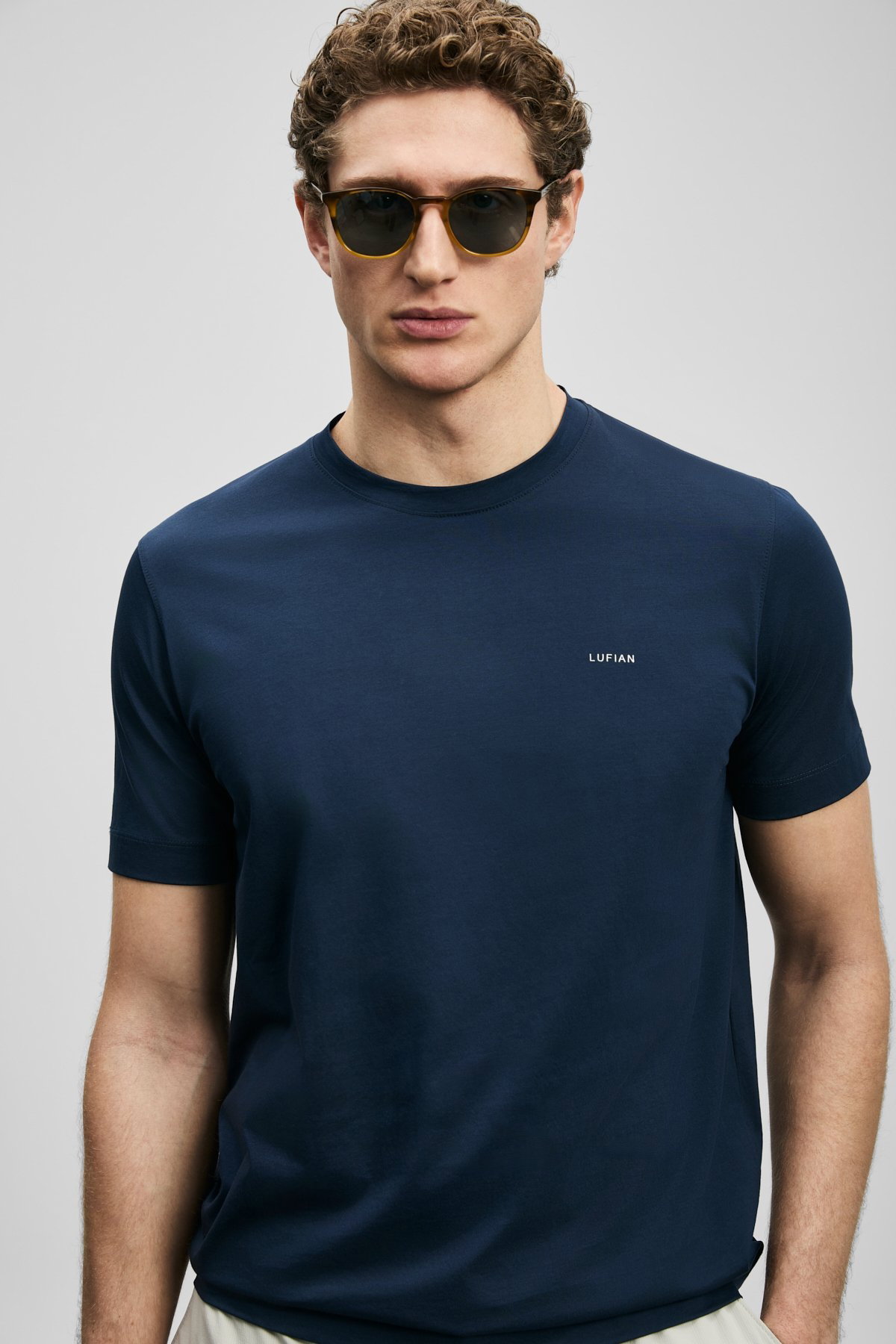 Lufian Erkek Bran Modern Grafik T-Shirt 111020321 Lacivert - 3