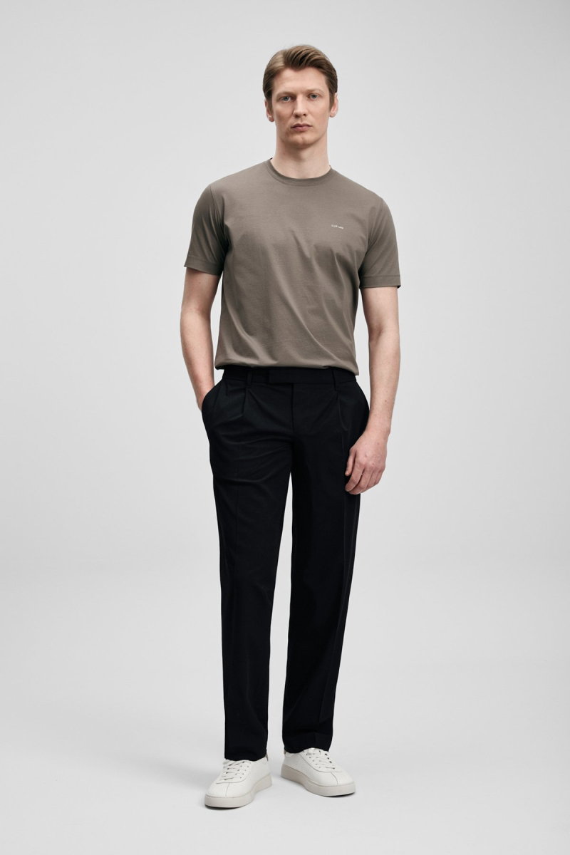 Lufian Erkek Bran Modern Grafik T-Shirt 111020321 Vizon - 2