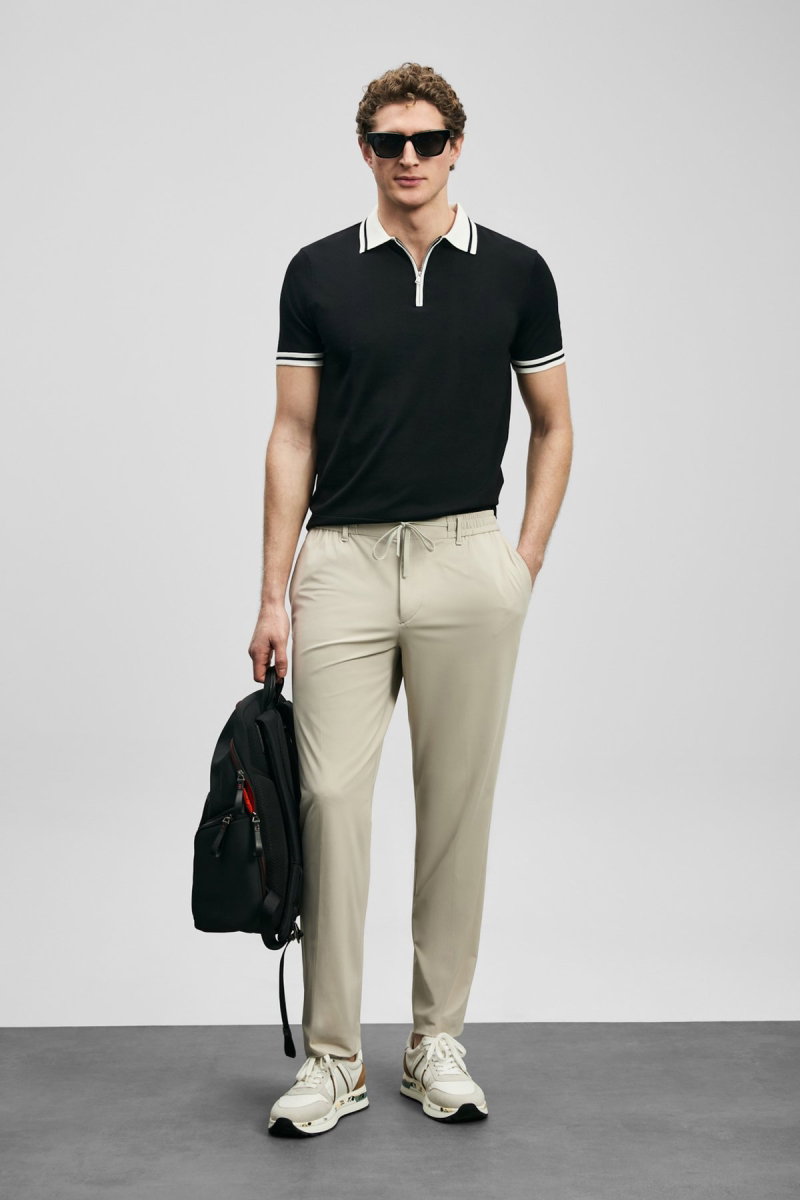 Lufian Erkek Calep Smart Slim Fit Chino Pantolon 111190357 Bej - Lufian