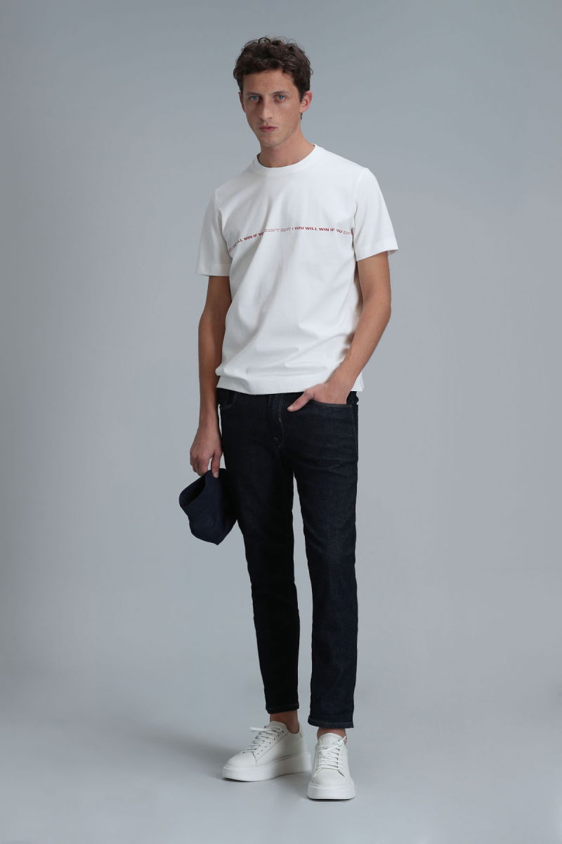 Lufian Erkek Carlos Modern Grafik T-Shirt 111020211 Kırık Beyaz - 2