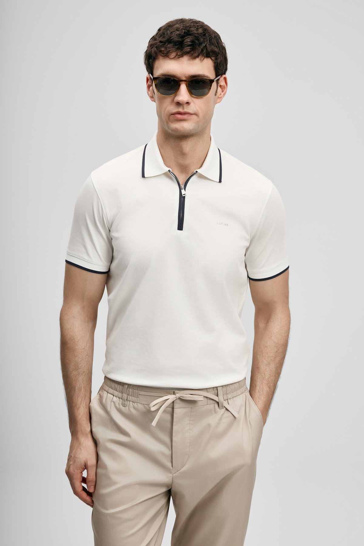 Lufian Erkek Chase Smart Polo T-Shirt 111040236 Kırık Beyaz - 1