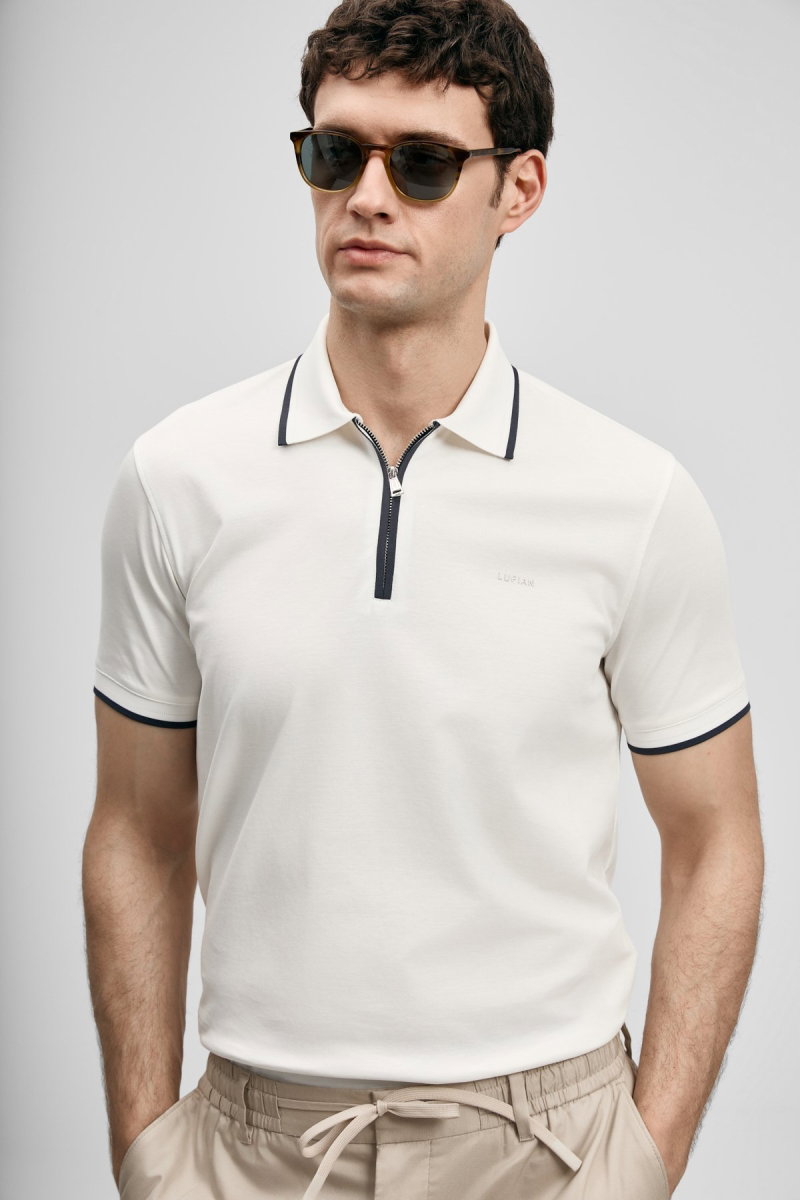 Lufian Erkek Chase Smart Polo T-Shirt 111040236 Kırık Beyaz - 3
