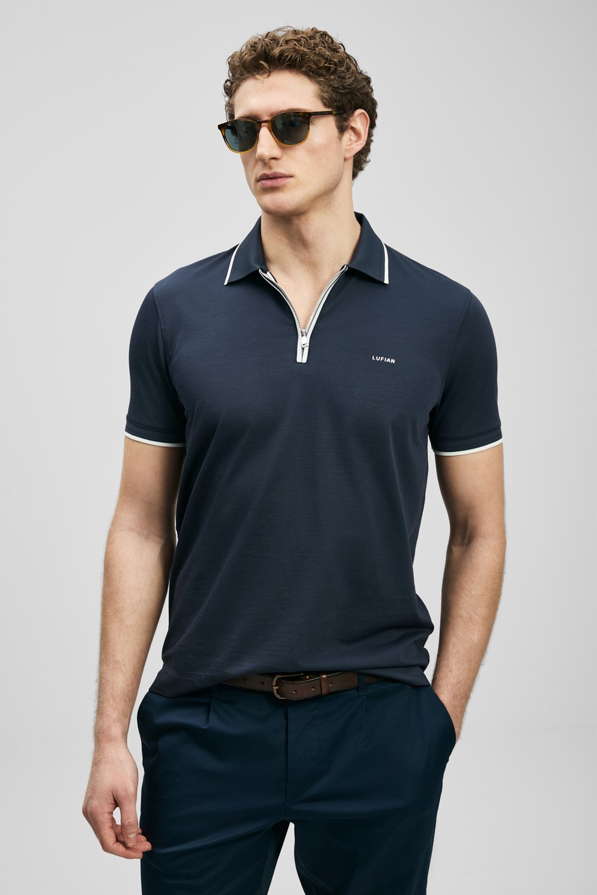 Lufian Erkek Chase Smart Polo T-Shirt 111040236 Lacivert - 2