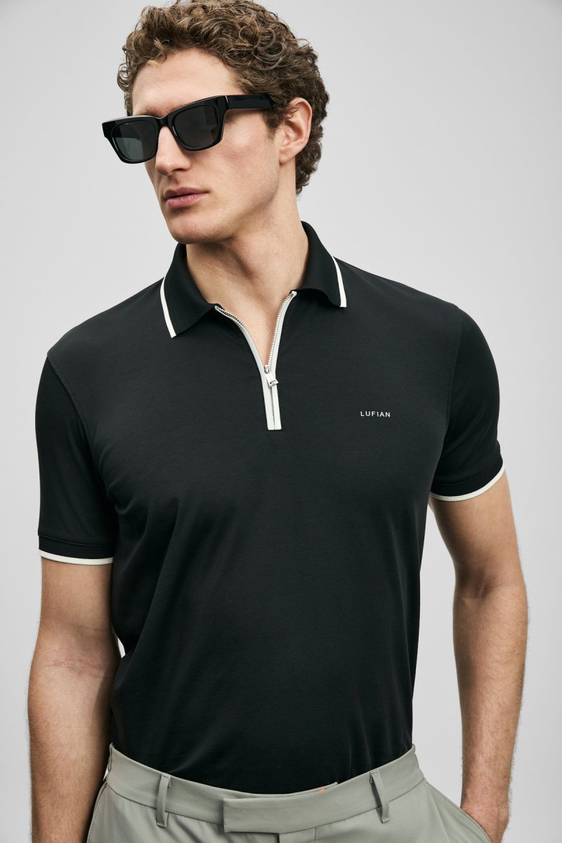 Lufian Erkek Chase Smart Polo T-Shirt 111040236 Siyah - Lufian
