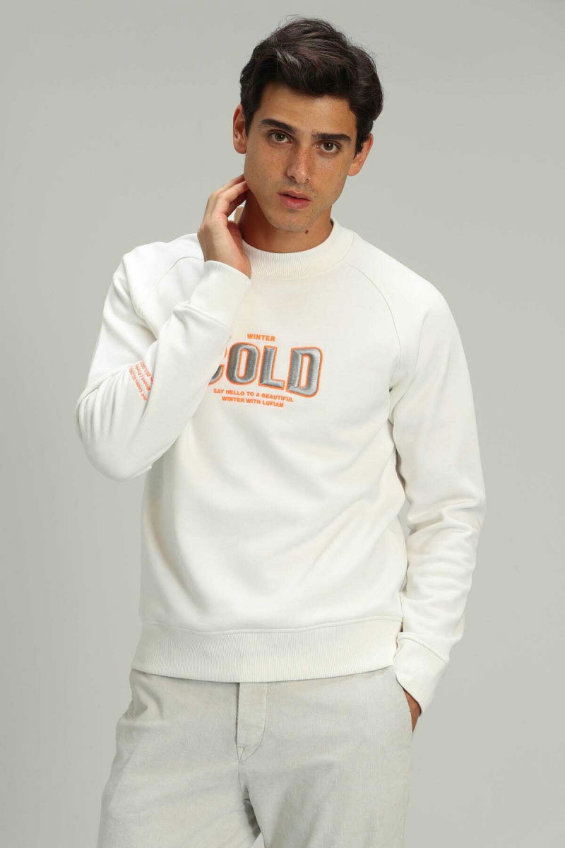 Lufian Erkek Cold Bisiklet Yaka Sweatshirt 62730053 Beyaz - 1