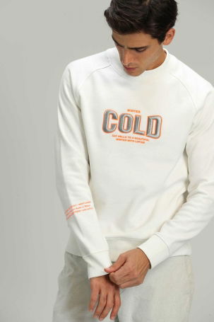 Lufian Erkek Cold Bisiklet Yaka Sweatshirt 62730053 Beyaz - 4