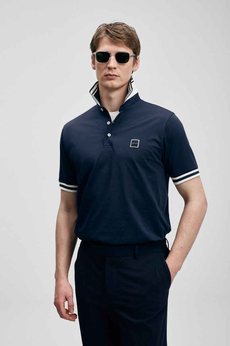 Lufian Erkek Cole Smart Polo T-Shirt 111040237 Lacivert - 3