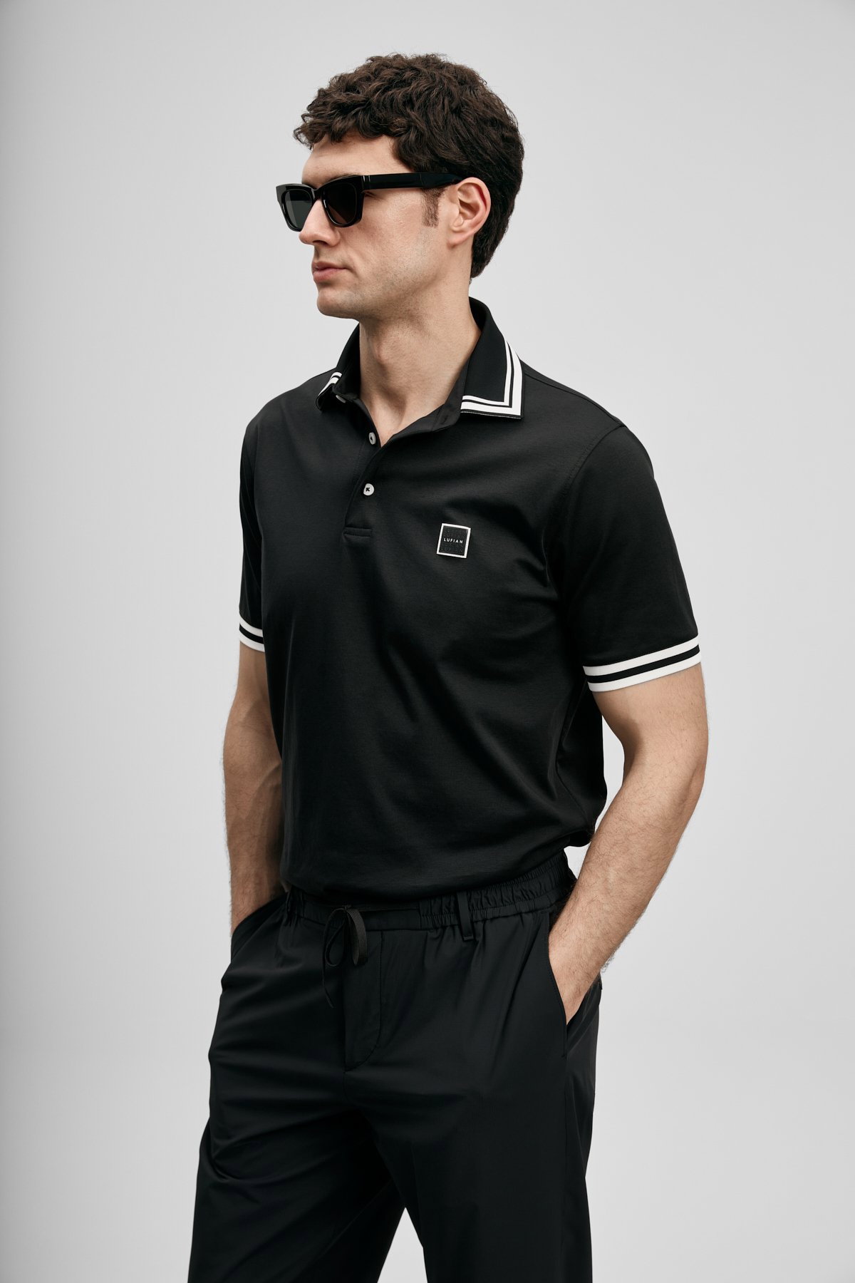 Lufian Erkek Cole Smart Polo T-Shirt 111040237 Siyah - 1