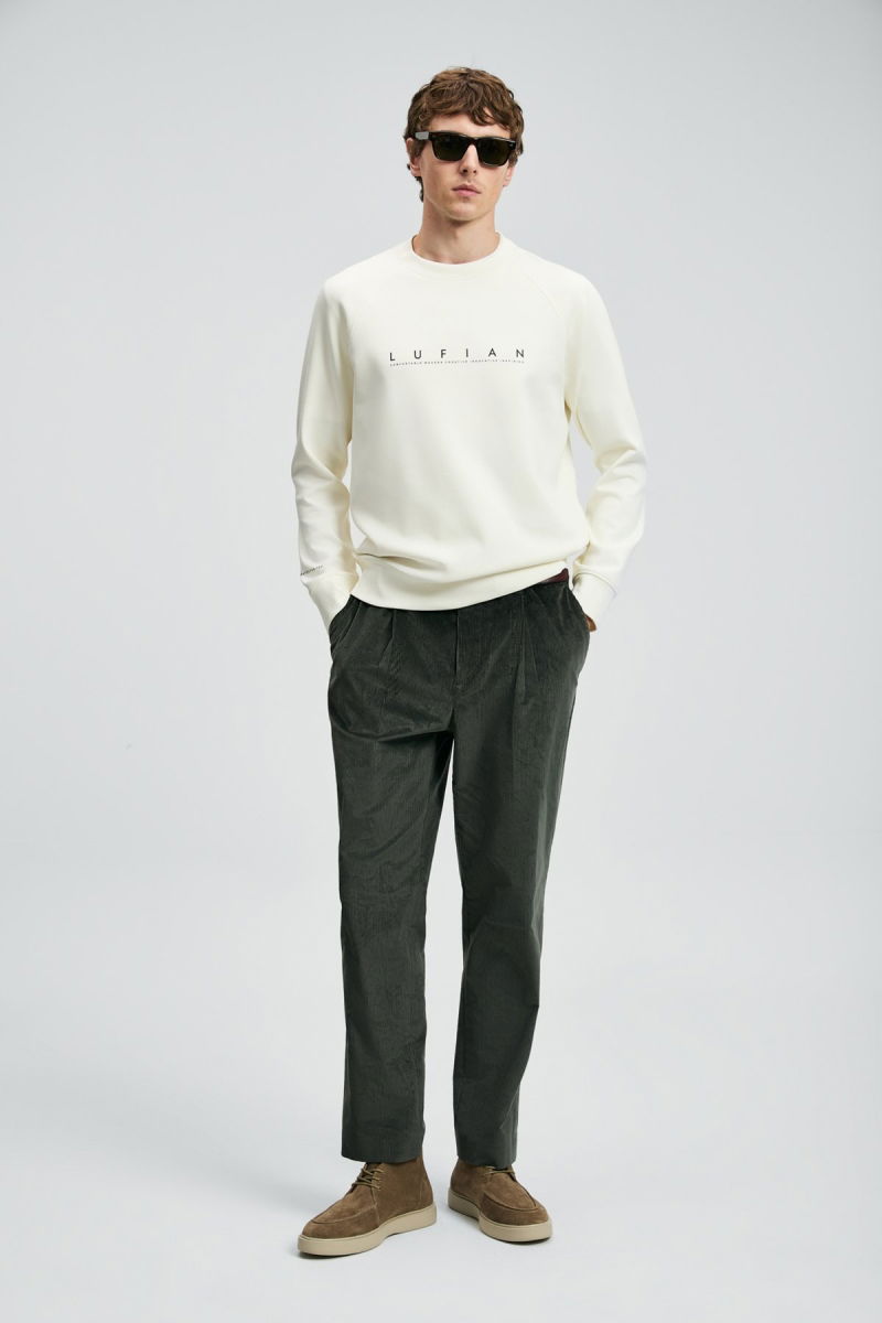 Lufian Erkek Cooper Sweatshirt 112030177 Kırık Beyaz 