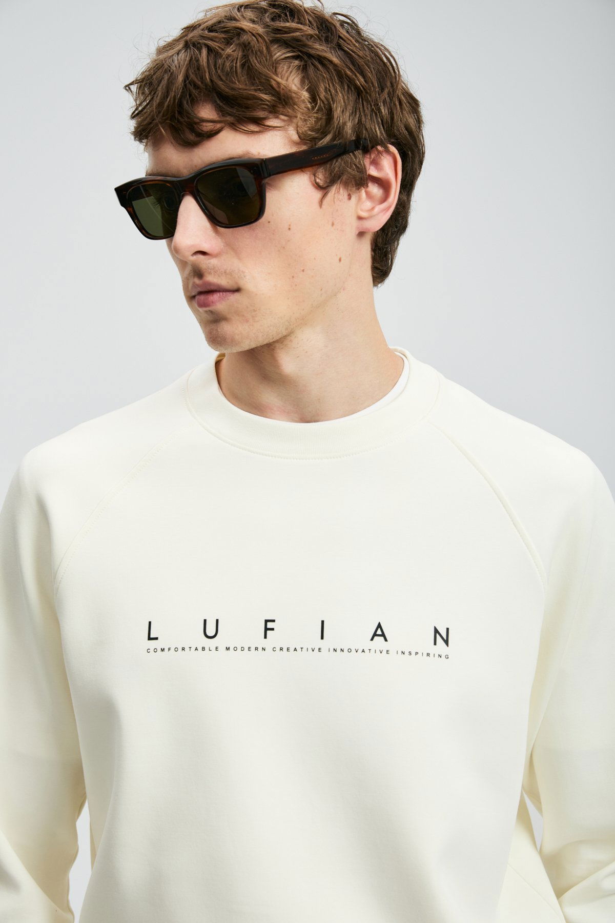 Lufian Erkek Cooper Sweatshirt 112030177 Kırık Beyaz - 2