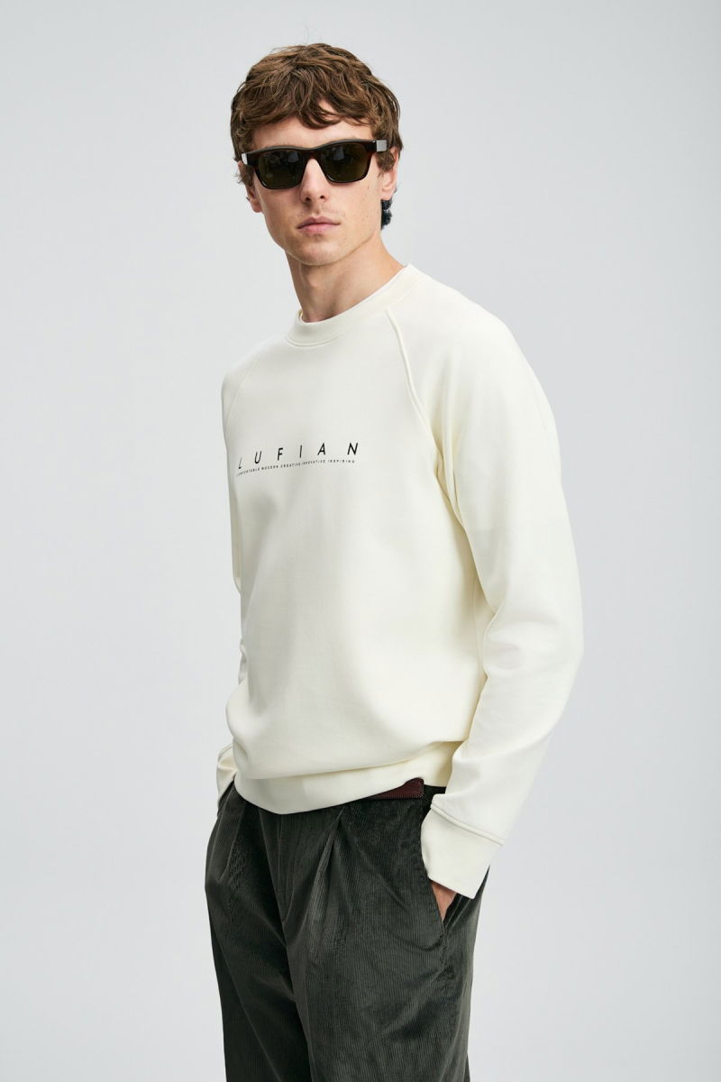 Lufian Erkek Cooper Sweatshirt 112030177 Kırık Beyaz - 3
