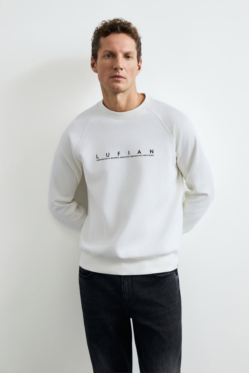 Lufian Erkek Cooper Sweatshirt 112030198 Kırık Beyaz - Lufian