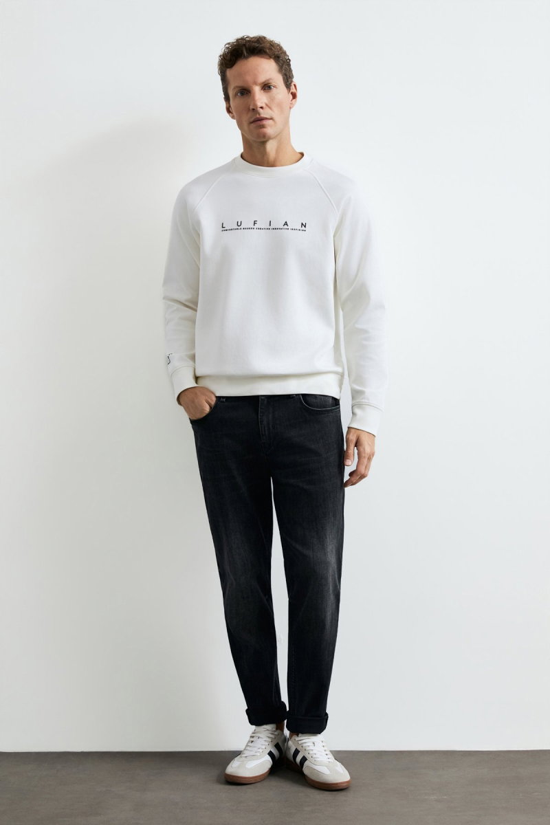 Lufian Erkek Cooper Sweatshirt 112030198 Kırık Beyaz - 2