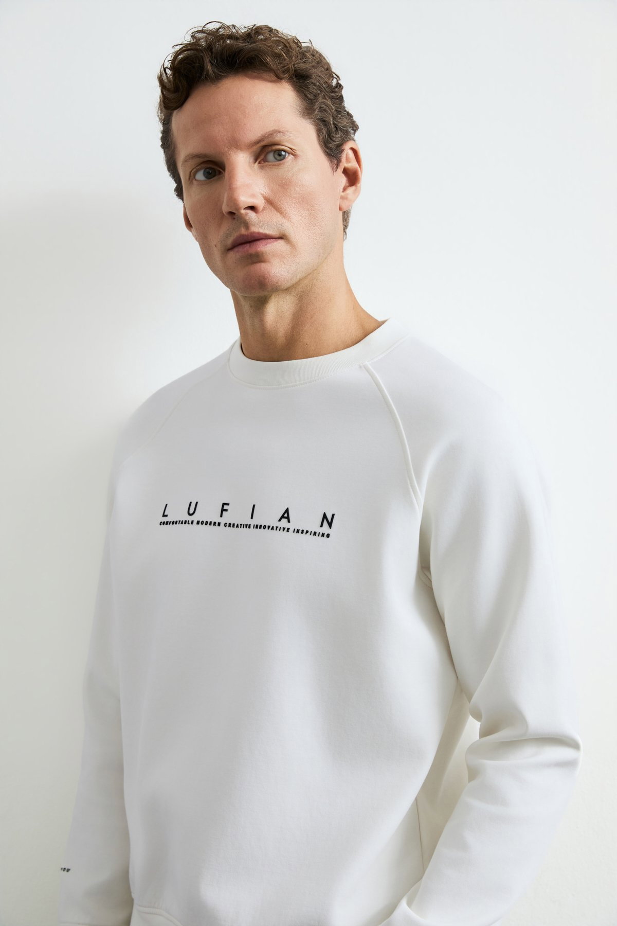 Lufian Erkek Cooper Sweatshirt 112030198 Kırık Beyaz - 3