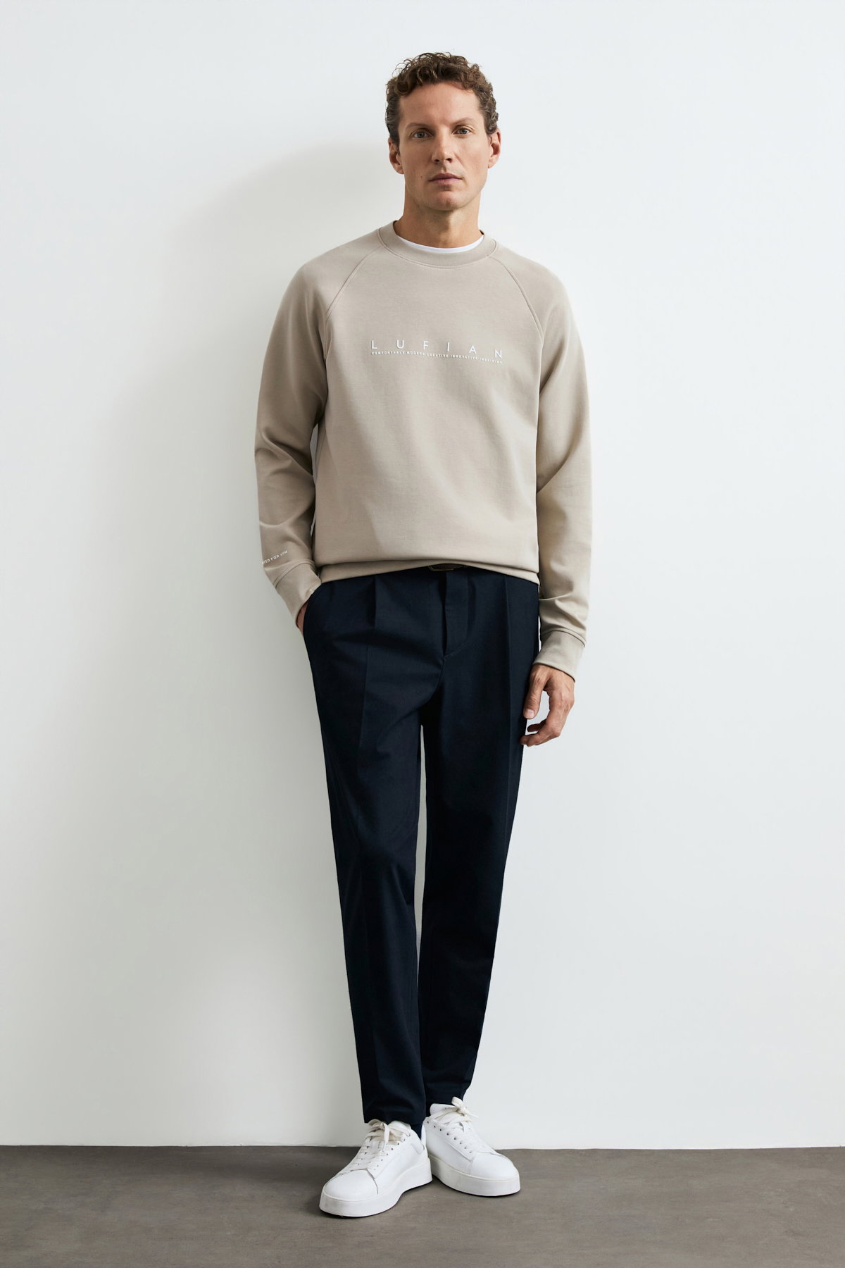 Lufian Erkek Cooper Sweatshirt Bej - 1