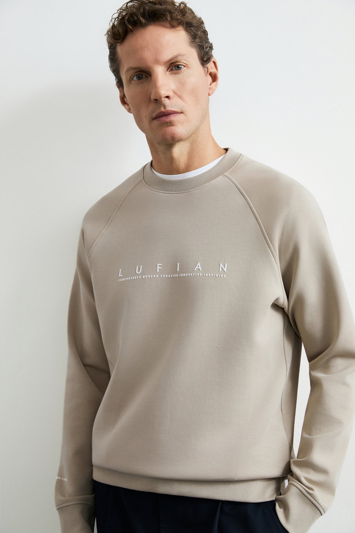 Lufian Erkek Cooper Sweatshirt Bej - 2