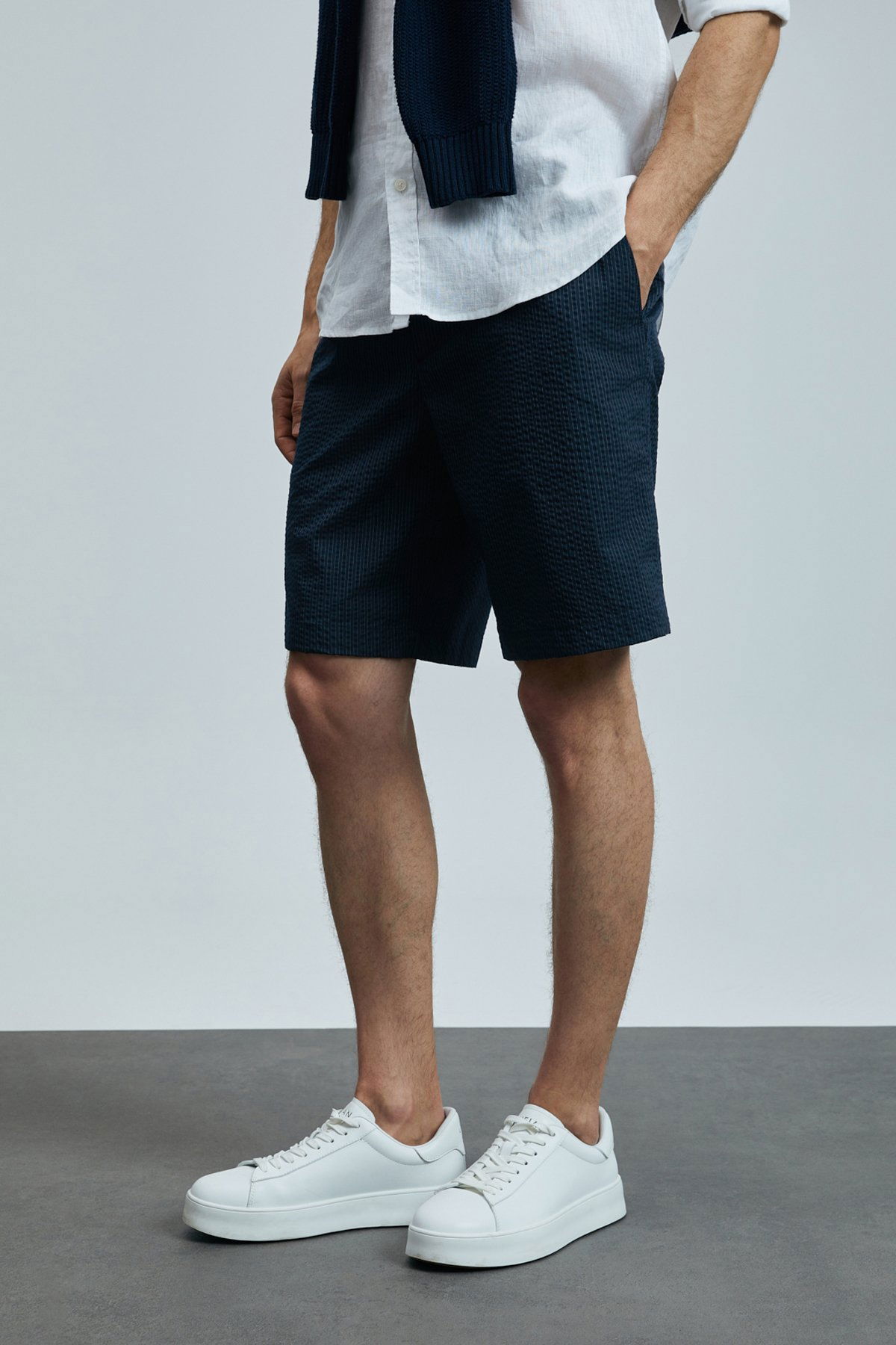 Lufian Erkek Cosmo Spor Chino Slim Fit Şort 111210081 Lacivert - 3