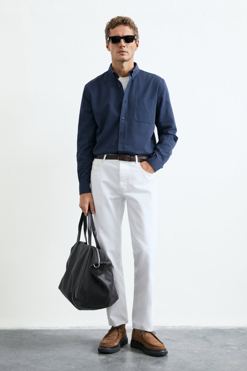 Lufian Erkek Crom Basic Regular Fit Gömlek Lacivert - 3