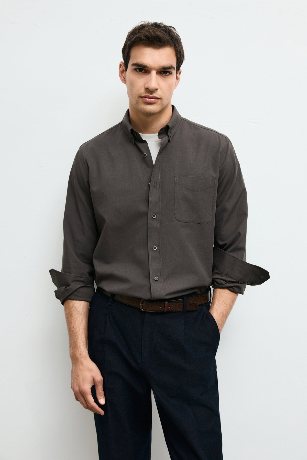 Lufian Erkek Crom Basic Regular Fit Gömlek Yeşil - 2