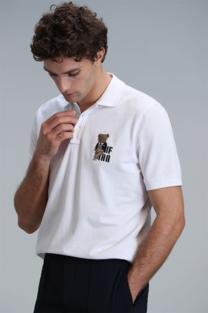 Lufian Erkek Crystal Smart Polo T-Shirt 111040174 Beyaz 