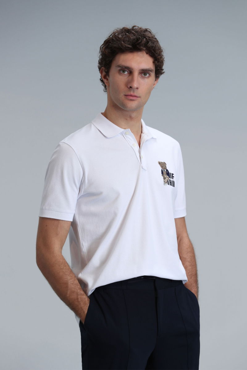 Lufian Erkek Crystal Smart Polo T-Shirt 111040174 Beyaz - 3