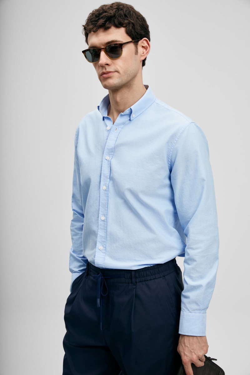 Lufian Erkek Danıel Basic Regular Fit Gömlek 111010677 Mavi - 3