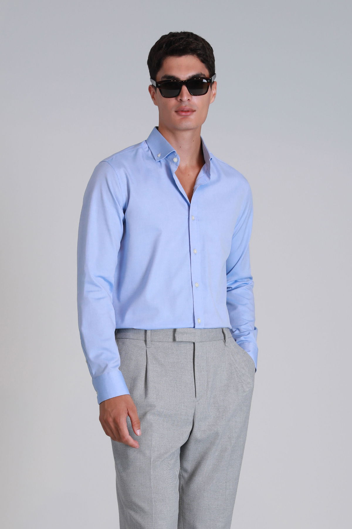 Lufian Erkek Danıel Basic Slim Fit Gömlek 112010640 Mavi - 1