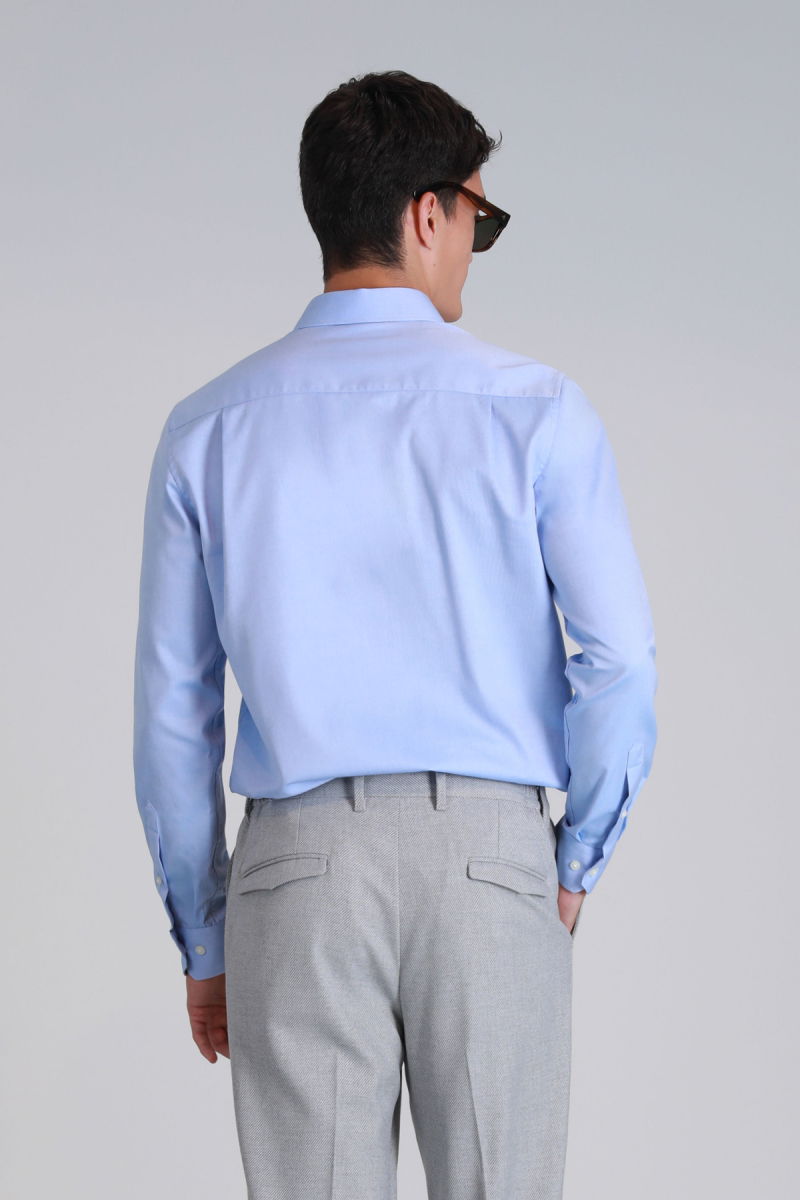 Lufian Erkek Danıel Basic Slim Fit Gömlek 112010640 Mavi - 4