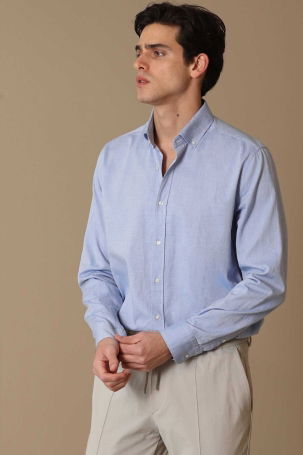 Lufian Erkek Danıel Basic Slim Fit Gömlek 627112010603 Mavi - 1