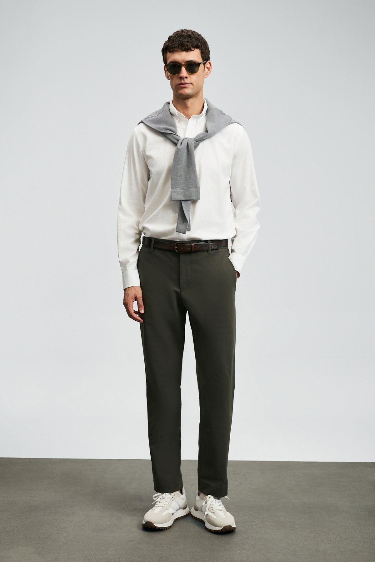 Lufian Erkek Daren Smart Slim Fit Chino Pantolon 112190340 Haki - 1